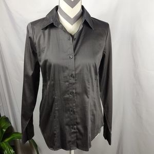 Women's Dark Grey Button-Up Shirt